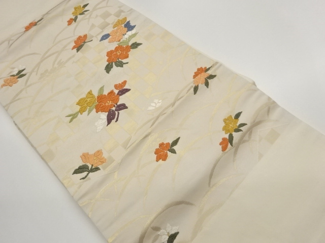 JAPANESE KIMONO / KARORI MATSUBAKI-HISHI / FLOWER / CHECKERED / SHIBA 